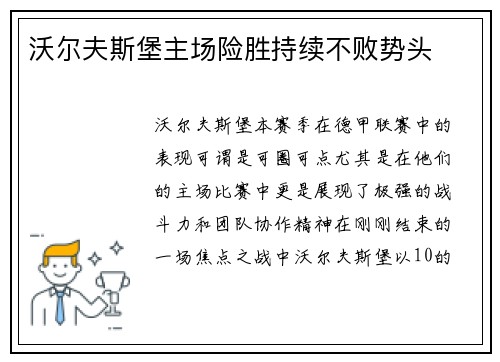 沃尔夫斯堡主场险胜持续不败势头